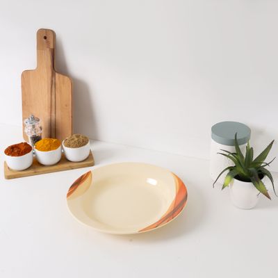 Royalford RF8079 10" Melamine Ware Super Rays Deep Plate - Soup Plates Pasta Plates | plate with playful Classic decoration, dishwasher safe | Ideal for Soup, Deserts, Ice Cream & More| Brown