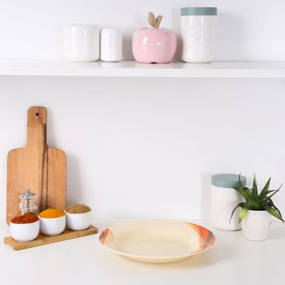Royalford RF8079 10" Melamine Ware Super Rays Deep Plate - Soup Plates Pasta Plates | plate with playful Classic decoration, dishwasher safe | Ideal for Soup, Deserts, Ice Cream & More| Brown