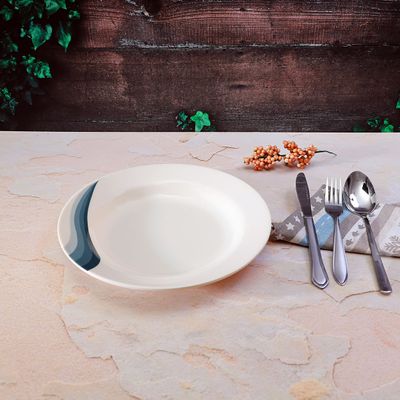 Royalford RF8022 10" Melamine Ware Super Rays Deep Plate - Soup Plates Pasta Plates | plate with playful Classic decoration, dishwasher safe | Ideal for Soup, Deserts, Ice Cream & More