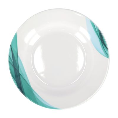 Royalford RF8060 10" Melamine Ware Super Rays Deep Plate - Soup Plates Pasta Plates | plate with playful Classic decoration, dishwasher safe | Ideal for Soup, Deserts, Ice Cream & More| Green