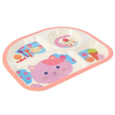 Royalford Melamine Ware Baby Plate - 4-Compartment Serving Tray Safe to Use | Designed Plates | Toddler Plates or Baby Plates or Kids Plates