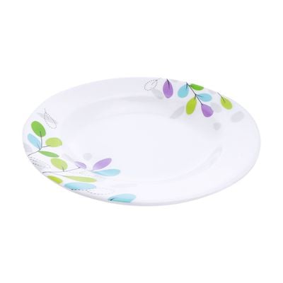 Royalford 10" Melamine Ware Flat Plate - Maggie, Soup Plates Pasta Plates | plate with playful Classic decoration | Ideal for Soup, Desserts, Ice Cream & More (White)