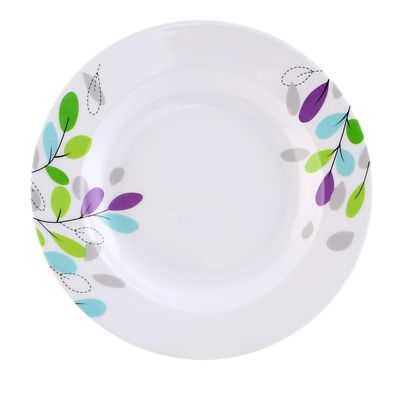 Royalford 10" Melamine Ware Flat Plate - Maggie, Soup Plates Pasta Plates | plate with playful Classic decoration | Ideal for Soup, Desserts, Ice Cream & More (White)