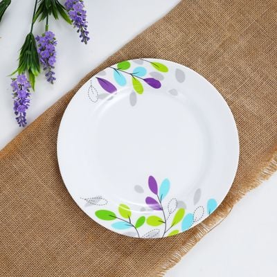 Royalford 10" Melamine Ware Flat Plate - Maggie, Soup Plates Pasta Plates | plate with playful Classic decoration | Ideal for Soup, Desserts, Ice Cream & More (White)