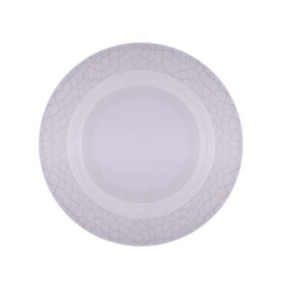 Royalford RF4490 10" Melamine White Pearl Dinner Plate - Soup Deep Plate Pasta Plate | plate with playful Classic decoration, dishwasher safe | Ideal for Soup, Deserts, Ice Cream & More