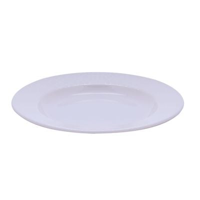 Royalford RF4490 10" Melamine White Pearl Dinner Plate - Soup Deep Plate Pasta Plate | plate with playful Classic decoration, dishwasher safe | Ideal for Soup, Deserts, Ice Cream & More