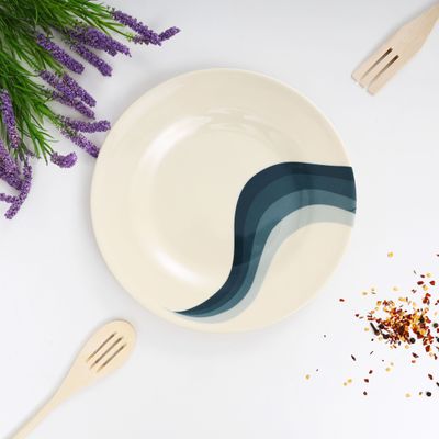 Royalford 10" Melamine Ware Super Rays Flat Plate - Pasta Plates | plate with playful Classic decoration, dishwasher safe | Ideal for Soup, Deserts, Ice Cream & More (Green)