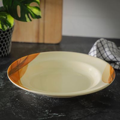 Royalford 9" Melamine Ware Super Rays Deep Plate - Soup Plates Pasta Plates | plate with playful Classic decoration, dishwasher safe | Ideal for Soup, Deserts, Ice Cream & More