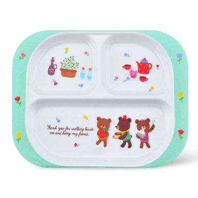 Royalford RF7247 3-section Rectangular Baby Plate, Melamine Ware , 25.6x18.8x2 CM - 3 Portion Serving Plate | Non-Slip Baby Plate | Ideal for Kids, Babies