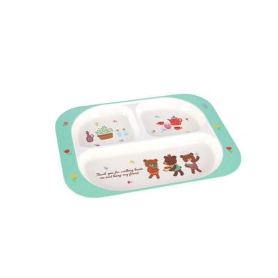 Royalford RF7247 3-section Rectangular Baby Plate, Melamine Ware , 25.6x18.8x2 CM - 3 Portion Serving Plate | Non-Slip Baby Plate | Ideal for Kids, Babies