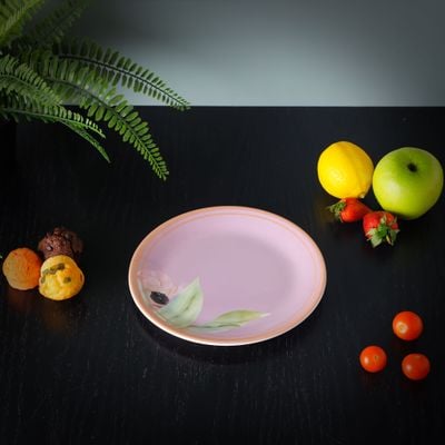 Royalford 8" Side Plate- RF11781| Premium-Quality Melamineware, Light-Weight and Food-Grade Plate with Elegant Floral Design| Perfect for Serving and Eating Food| Dishwasher-Safe and Chip-Resistant| Pink