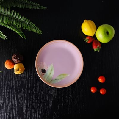 Royalford 8" Side Plate- RF11781| Premium-Quality Melamineware, Light-Weight and Food-Grade Plate with Elegant Floral Design| Perfect for Serving and Eating Food| Dishwasher-Safe and Chip-Resistant| Pink