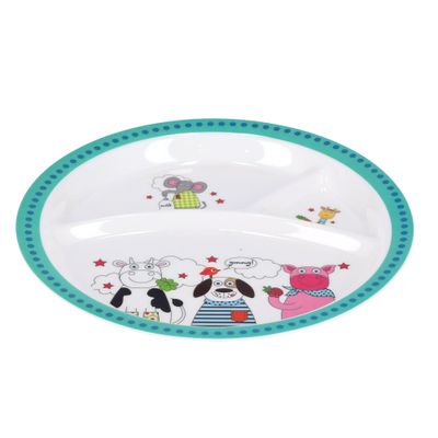 Royalford Melamine Ware 3-section Round Baby Plate, 21.3x2 CM