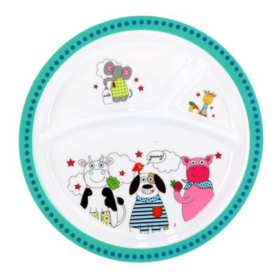 Royalford Melamine Ware 3-section Round Baby Plate, 21.3x2 CM