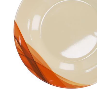 Royalford RF8080 10" Melamine Ware Super Rays Flat Plate -  Soup Plates Pasta Plates | Plate with Playful Classic Decoration, Dishwasher Safe | Ideal for Soup, Deserts, Ice Cream & More