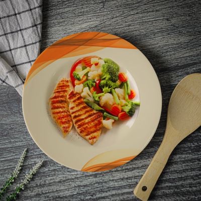 Royalford RF8080 10" Melamine Ware Super Rays Flat Plate -  Soup Plates Pasta Plates | Plate with Playful Classic Decoration, Dishwasher Safe | Ideal for Soup, Deserts, Ice Cream & More