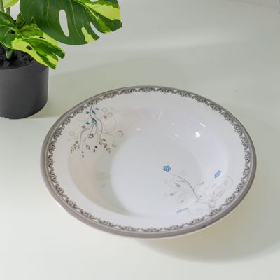 Royalford Melamineware Deep Plate, 8" Serving Plate, RF10602 | Round Plate with Elegant Floral Design | Ideal for Dinner, Lunch, Breakfast, Parties & More