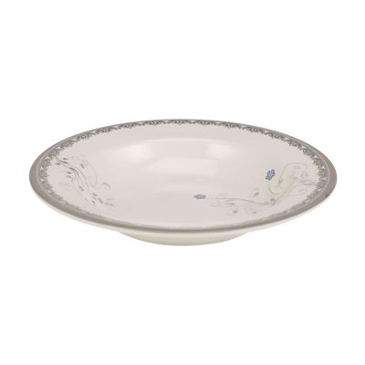 Royalford Melamineware Deep Plate, 8" Serving Plate, RF10602 | Round Plate with Elegant Floral Design | Ideal for Dinner, Lunch, Breakfast, Parties & More