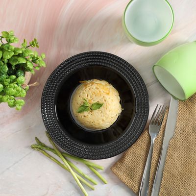 Royalford RF10038 8" Biza Soup Plate - Durable Melamine ware | Plate with Elegant Design | Round shape & Deep| Ideal for Soup, Desserts, Ice Cream & More