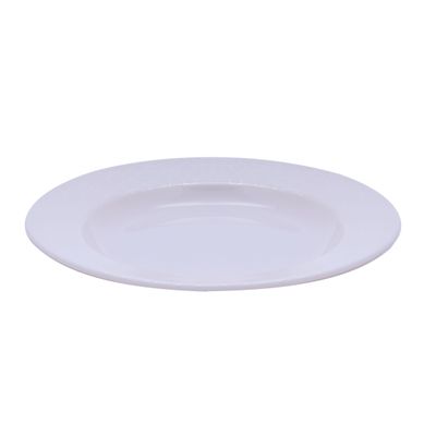 Royalford RF4489 8" Melamine White Pearl Dinner - Soup Deep Plate Pasta Plate | Plate with Playful Classic Decoration, Dishwasher Safe | Ideal for Soup, Deserts, Ice Cream & More