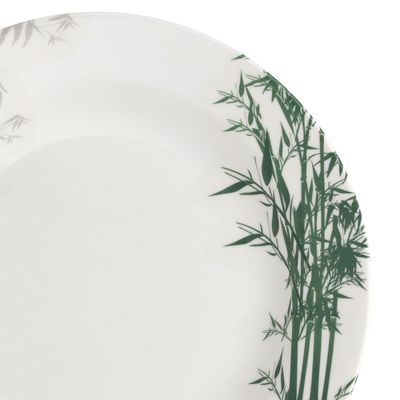 Royalford 10-Inch Melamineware Soup Plate- Deep Pasta Plates | Plate with Playful Classic Bamboo Decoration | Stackable Design | Ideal for Soup, Desserts, Ice Cream & More (White)