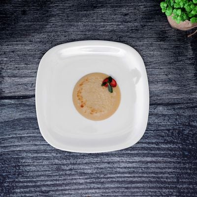 Royalford Melamineware Square Plate | 10.5 inch Dinner Plate | RF9859 | Pasta Plate Made with Durable Material | BPA Free Plate | Ideal for Snacks, Salad, Desserts, Ice Cream & More (White)