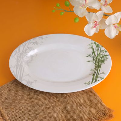 Royalford Melamineware Oval & Dinner Plates, 14" Deep Plate, RF9893 | Plate with Elegant Floral Design | Ideal for Dinner, Lunch, Breakfast, Parties & More