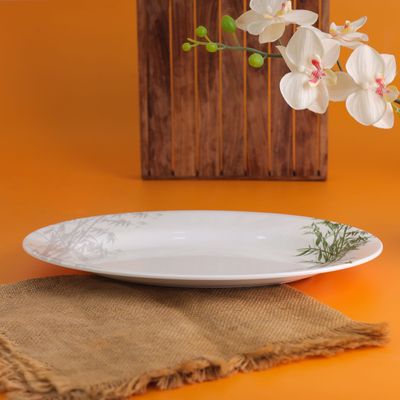 Royalford Melamineware Oval & Dinner Plates, 14" Deep Plate, RF9893 | Plate with Elegant Floral Design | Ideal for Dinner, Lunch, Breakfast, Parties & More