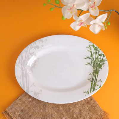 Royalford Melamineware Oval & Dinner Plates, 14" Deep Plate, RF9893 | Plate with Elegant Floral Design | Ideal for Dinner, Lunch, Breakfast, Parties & More