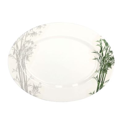 Royalford Melamineware Oval & Dinner Plates, 14" Deep Plate, RF9893 | Plate with Elegant Floral Design | Ideal for Dinner, Lunch, Breakfast, Parties & More