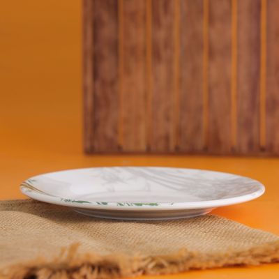 Royalford RF9887 8" Melamine Ware Dinner Plate - Meal Plates Pasta Plates | Plate with Playful Classic Bamboo Design | Freezer Safe | Ideal for Salad, Pasta, Desserts, Ice Cream & More