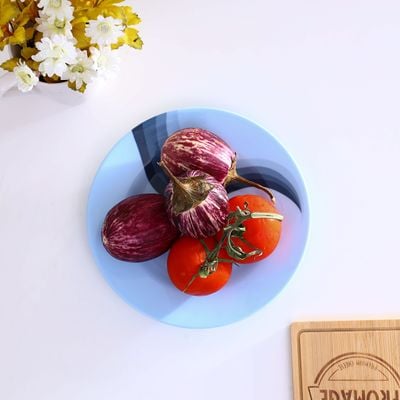 Royalford 8" Melamine Ware Super Rays Flat Plate Pasta Plate Round Shape | Pasta Plate | Plate withPlayful Classic decoration, Freezer Safe | Ideal for Soup, Deserts, Ice Cream & More (Blue)