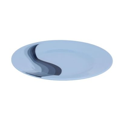 Royalford 8" Melamine Ware Super Rays Flat Plate Pasta Plate Round Shape | Pasta Plate | Plate withPlayful Classic decoration, Freezer Safe | Ideal for Soup, Deserts, Ice Cream & More (Blue)