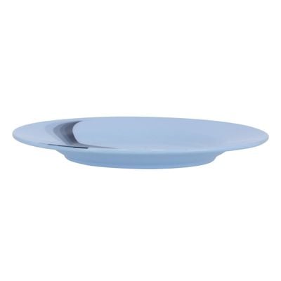 Royalford 8" Melamine Ware Super Rays Flat Plate Pasta Plate Round Shape | Pasta Plate | Plate withPlayful Classic decoration, Freezer Safe | Ideal for Soup, Deserts, Ice Cream & More (Blue)