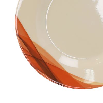 Royalford 8" Melamine Ware Super Rays Flat Plate - Soup Plates Pasta Plates | plate with playful Classic decoration, dishwasher safe | Ideal for Soup, Deserts, Ice Cream & More