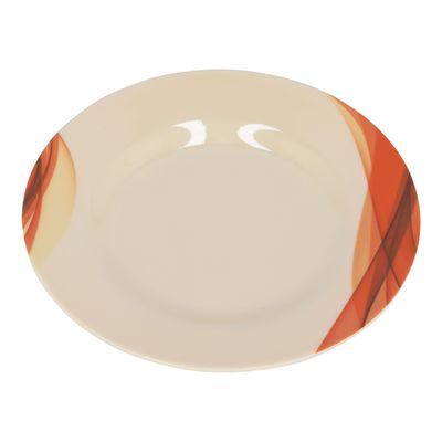 Royalford 8" Melamine Ware Super Rays Flat Plate - Soup Plates Pasta Plates | plate with playful Classic decoration, dishwasher safe | Ideal for Soup, Deserts, Ice Cream & More