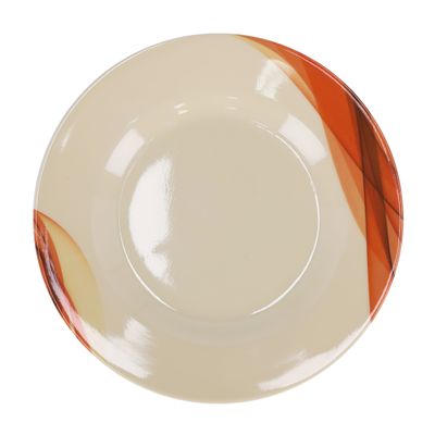 Royalford 8" Melamine Ware Super Rays Flat Plate - Soup Plates Pasta Plates | plate with playful Classic decoration, dishwasher safe | Ideal for Soup, Deserts, Ice Cream & More