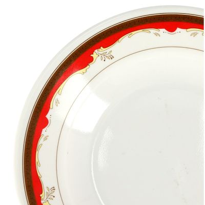 Royalford 10inch Melamine Ware Soup Plate, RF2431-SP10 | Elegant Design | Dishwasher & Microwave Safe | Shallow Plate for Soup, Desserts, Ice Cream & More (White & Red)