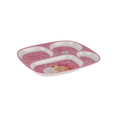 Royalford Baby Plate- RF11933| With 4 Compartments, High-Quality Melamine Plate for Baby and Toddlers| 100% Food-Grade, Non-Toxic, Odorless with Durable| Light-Weight and Attractive Design| Pink