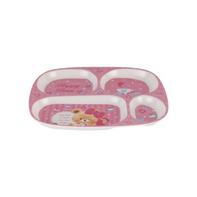 Royalford Baby Plate- RF11933| With 4 Compartments, High-Quality Melamine Plate for Baby and Toddlers| 100% Food-Grade, Non-Toxic, Odorless with Durable| Light-Weight and Attractive Design| Pink