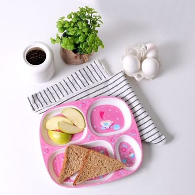 Royalford Baby Plate- RF11933| With 4 Compartments, High-Quality Melamine Plate for Baby and Toddlers| 100% Food-Grade, Non-Toxic, Odorless with Durable| Light-Weight and Attractive Design| Pink