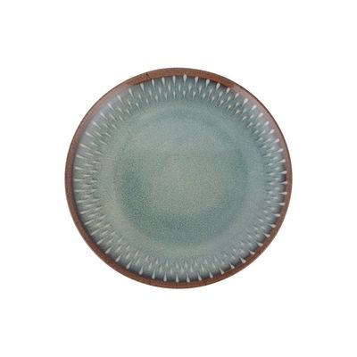 Royalford 8.5" Fine Stone Melamineware Flat Plate- RF12383/ Elegant Color, Perfect for Entrees, Pasta, Salads, Desserts, Sandwiches, Steaks, Main Course Meals/ Lightweight Flatware, Serveware, Dishwasher-Safe and Microwave Safe / Brown and blue