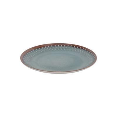 Royalford 8.5" Fine Stone Melamineware Flat Plate- RF12383/ Elegant Color, Perfect for Entrees, Pasta, Salads, Desserts, Sandwiches, Steaks, Main Course Meals/ Lightweight Flatware, Serveware, Dishwasher-Safe and Microwave Safe / Brown and blue