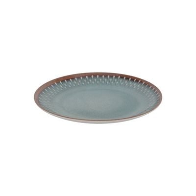 Royalford 8.5" Fine Stone Melamineware Flat Plate- RF12383/ Elegant Color, Perfect for Entrees, Pasta, Salads, Desserts, Sandwiches, Steaks, Main Course Meals/ Lightweight Flatware, Serveware, Dishwasher-Safe and Microwave Safe / Brown and blue