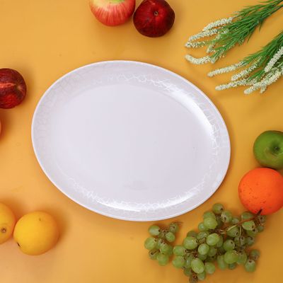 Melamine White Pearl Oval Plate, 14 Inch