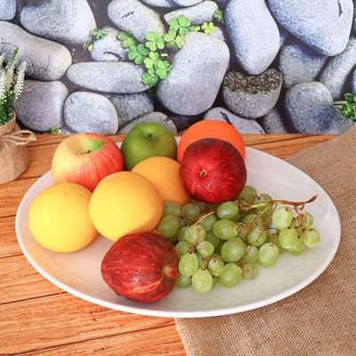Royalford Melamine White Pearl Oval Plate, 14 Inch