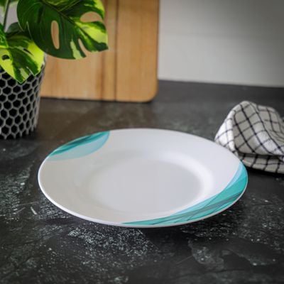 Royalford 9" Melamine Ware Super Rays Deep Plate - Pasta Plates | plate with playful Classic decoration, dishwasher safe | Ideal for Soup, Deserts, Ice Cream & More| Green