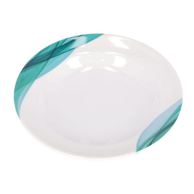 Royalford 9" Melamine Ware Super Rays Deep Plate - Pasta Plates | plate with playful Classic decoration, dishwasher safe | Ideal for Soup, Deserts, Ice Cream & More| Green