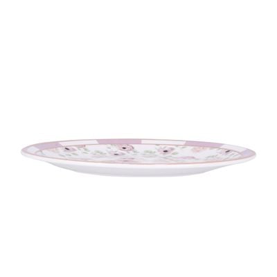 Royalford Melamineware 10" Dinner Plate- RF11780| Premium-Quality, Light-Weight and Food-Grade White Plate with Elegant Floral Design | Dishwasher-Safe Dinnerware with Strong and Sturdy Construction| White and Pink