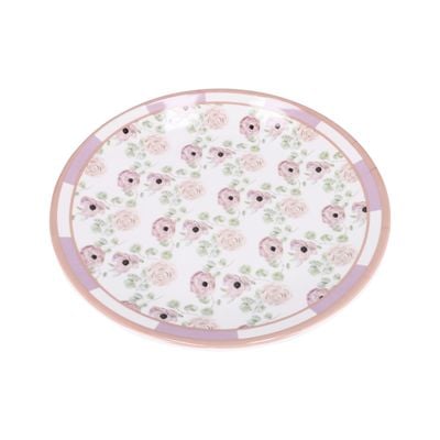 Royalford Melamineware 10" Dinner Plate- RF11780| Premium-Quality, Light-Weight and Food-Grade White Plate with Elegant Floral Design | Dishwasher-Safe Dinnerware with Strong and Sturdy Construction| White and Pink